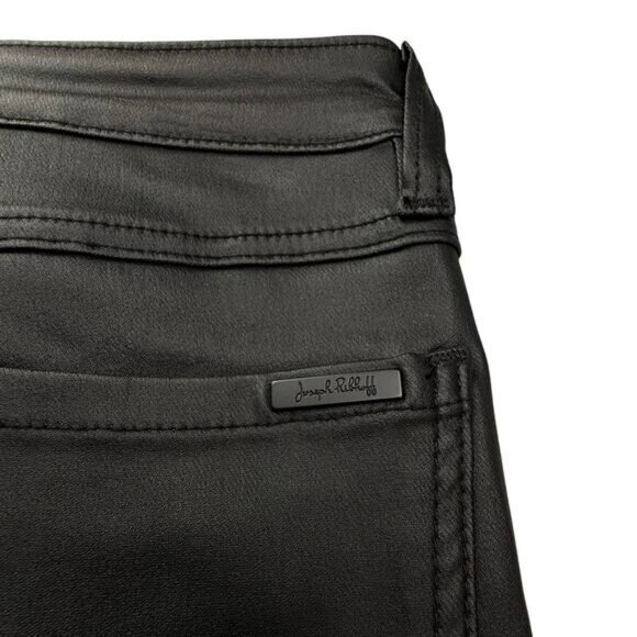 JOSEPH RIBKOFF Waxed Slim Fit Jean Size 4 Black Metallic Pattern Hem Detail - Picture 5 of 7